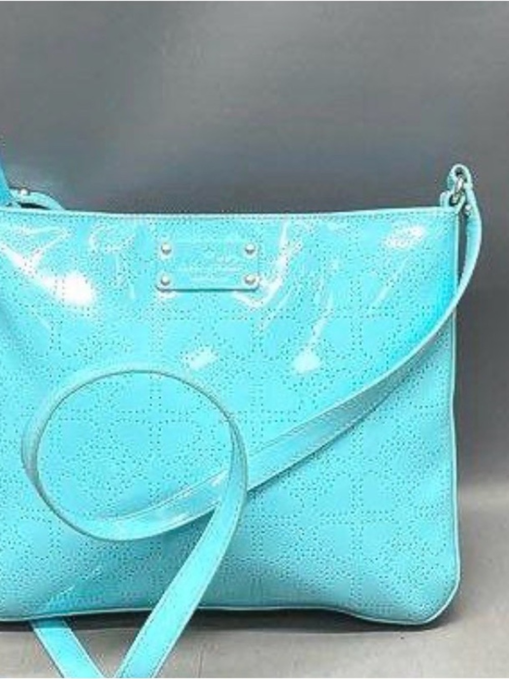 Kate spade Turquoise Perforated Patent Crossbody Bag